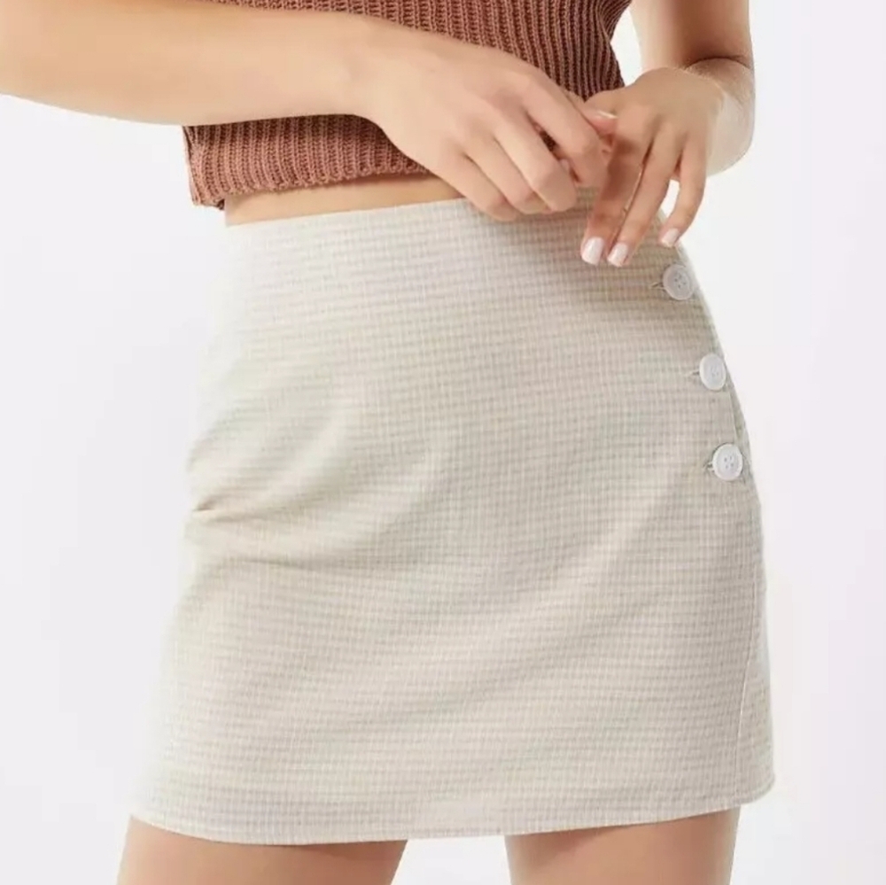 Urban Outfitters Stockholm Beige Button Mini Skirt‎